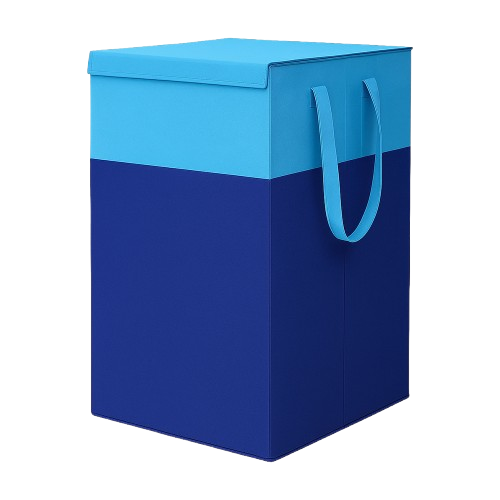 THAILIWALE Foldable Non-Woven Laundry Basket with Lid & Handles – Medical Blue (75L Storage Basket)