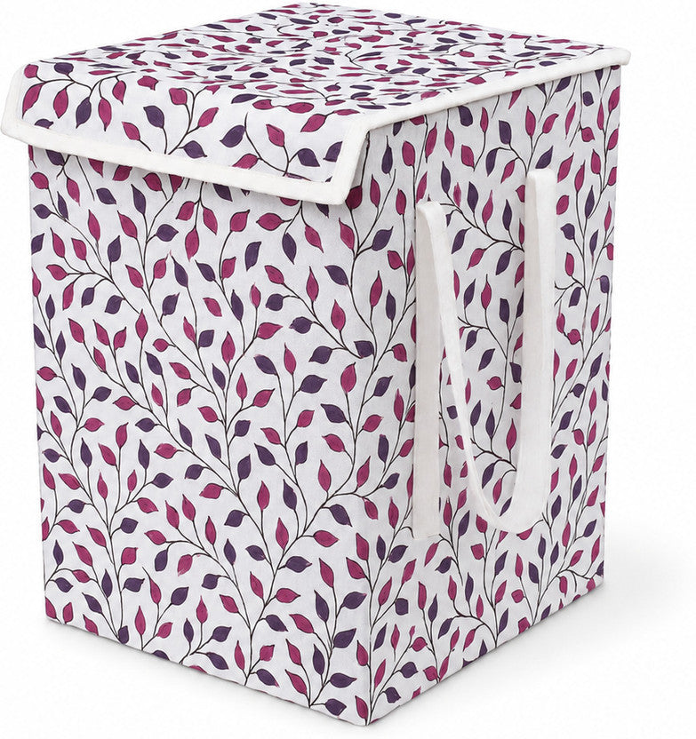 Purple printed foldable storage cube with lid 45L