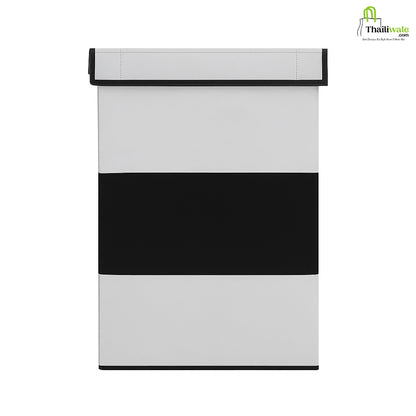 THAILIWALE Foldable Non-Woven Laundry Basket with Lid & Handles – Grey & Black Center (75L Storage Basket)