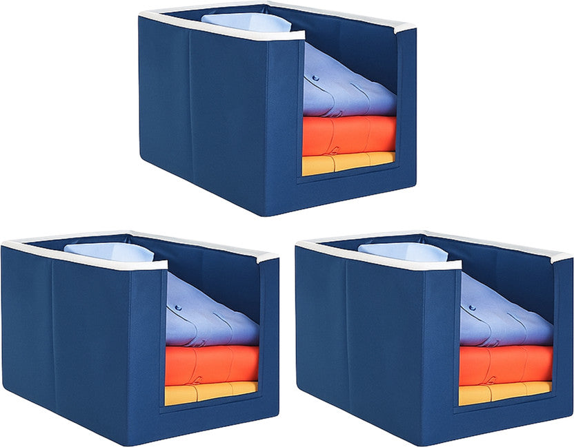 Blue front-open foldable shirt stacker wardrobe organizer