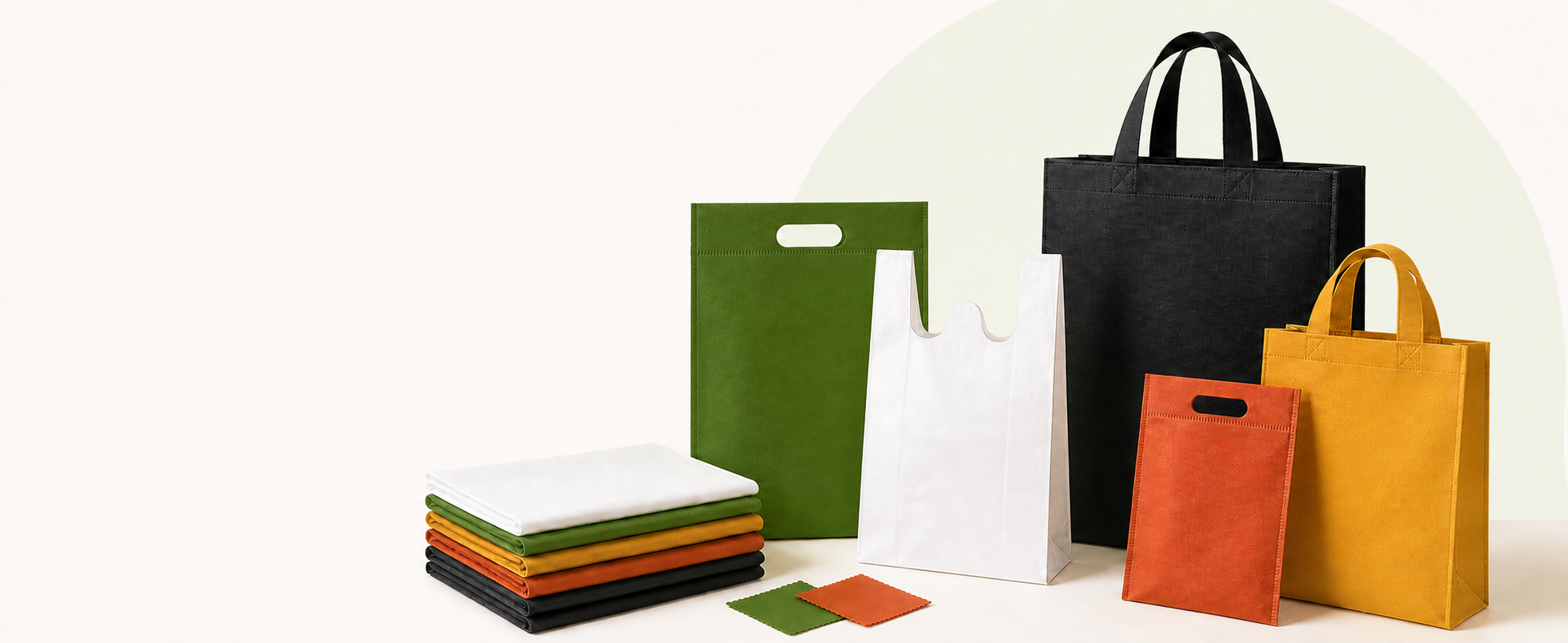 D-cut, W-cut, loop-handle and gusset non-woven bags for bulk orders
